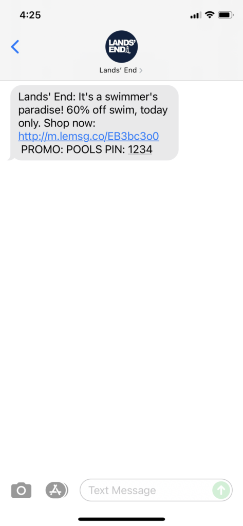 Lands' End Text Message Marketing Example - 07.27.2021