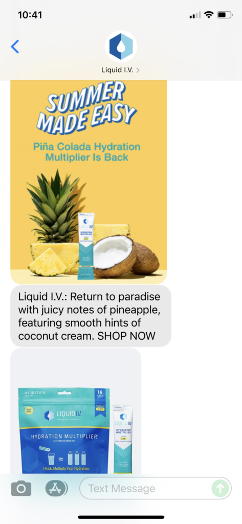 Liquid IV Text Message Marketing Example - 07.10.2021