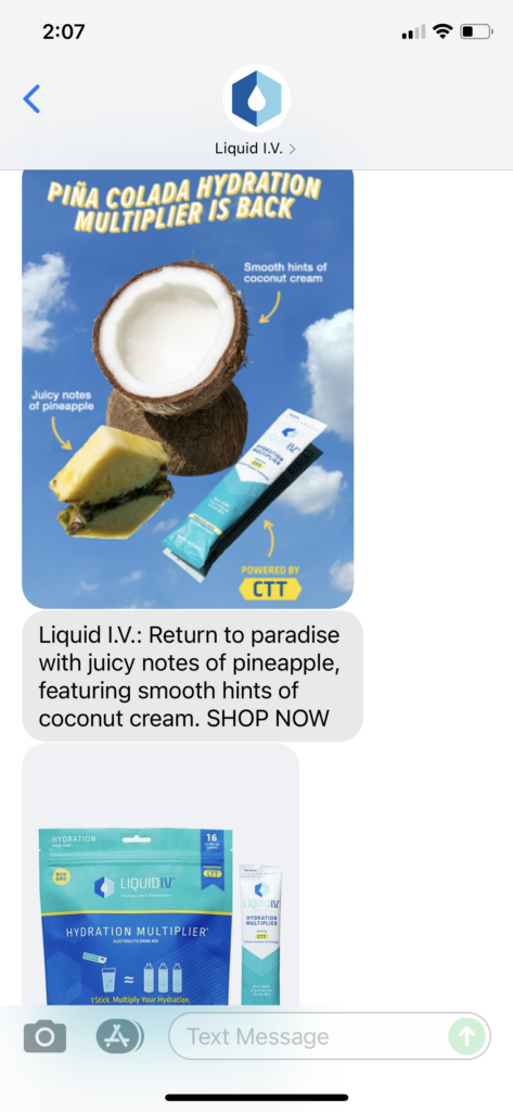 Liquid IV Text Message Marketing Example - 07.13.2021