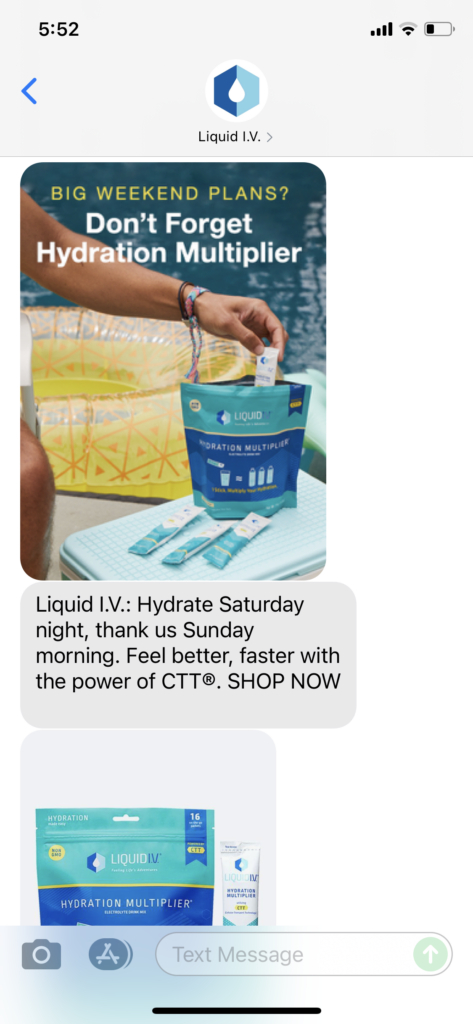 Liquid IV Text Message Marketing Example - 07.23.2021