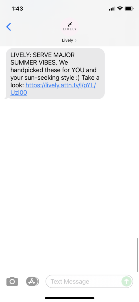 Lively Text Message Marketing Example - 07.04.2021