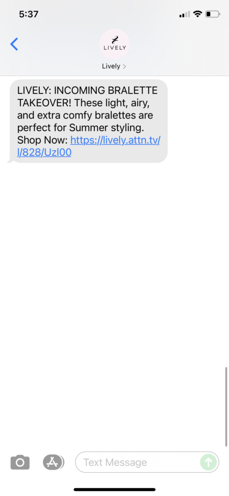 Lively Text Message Marketing Example - 07.24.2021