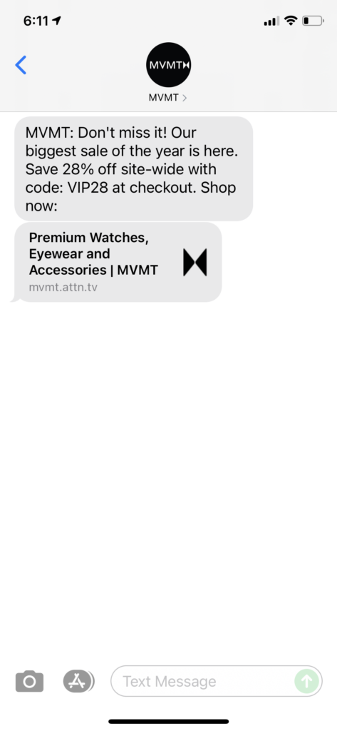 MVMT Text Message Marketing Example - 07.22.2021