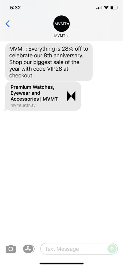 MVMT Text Message Marketing Example - 07.24.2021