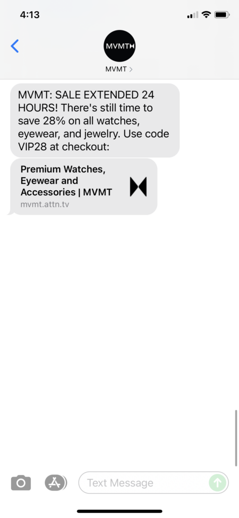 MVMT Text Message Marketing Example - 07.28.2021