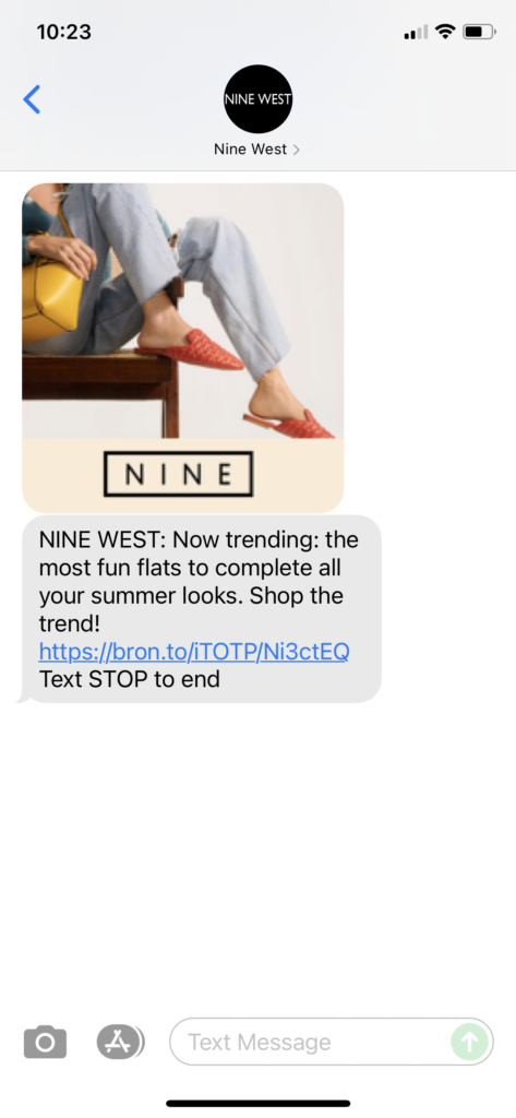 Nine West Text Message Marketing Example - 07.11.2021