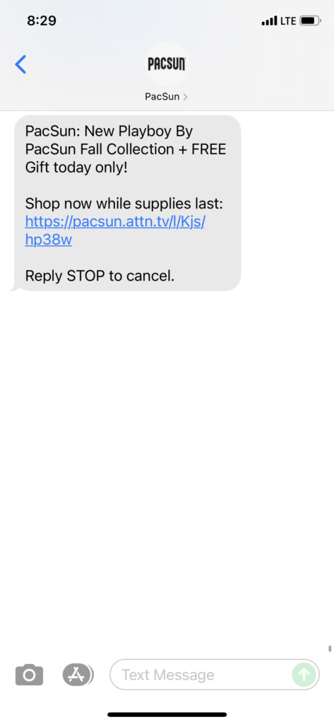 PacSun Text Message Marketing Example - 07.18.2021