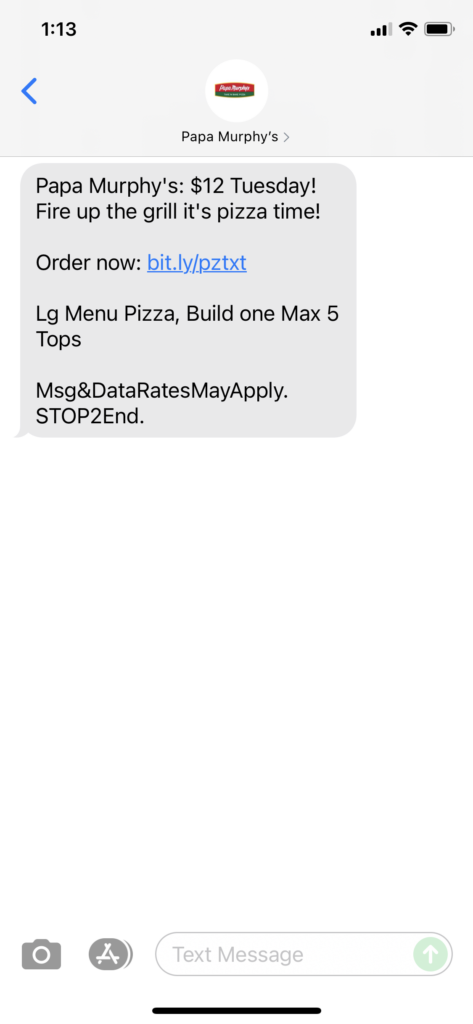 Papa Murphy's Text Message Marketing Example - 07.06.2021
