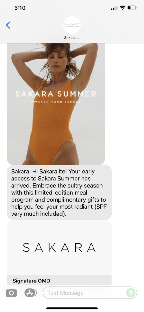 Sakara Text Message Marketing Example - 07.01.2021