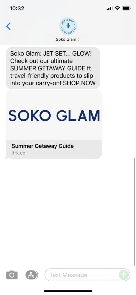 Soko Glam Text Message Marketing Example - 07.17.2021