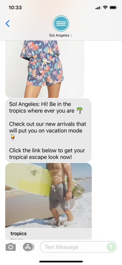 Sol Angeles Text Message Marketing Example - 07.17.2021