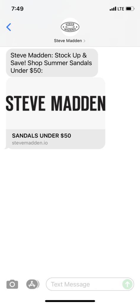 Steve Madden Text Message Marketing Example - 06.27.2021