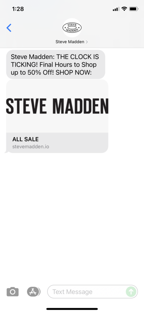 Steve Madden Text Message Marketing Example - 07.05.2021