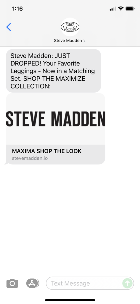 Steve Madden Text Message Marketing Example - 07.19.2021