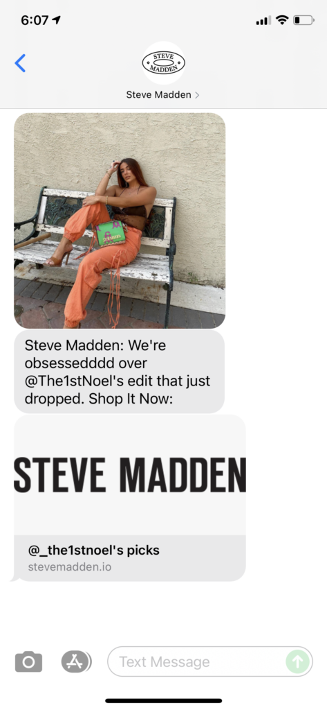 Steve Madden Text Message Marketing Example - 07.22.2021