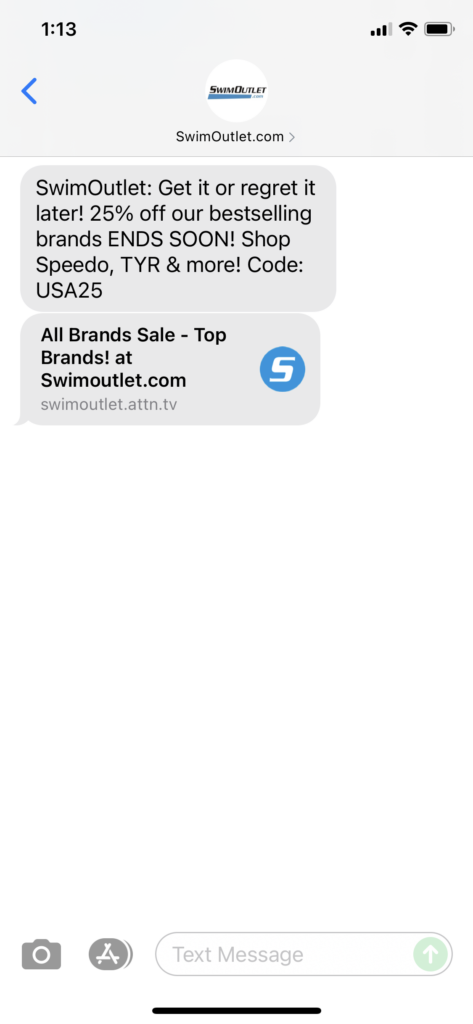 SwimOutlet.com Text Message Marketing Example - 07.06.2021