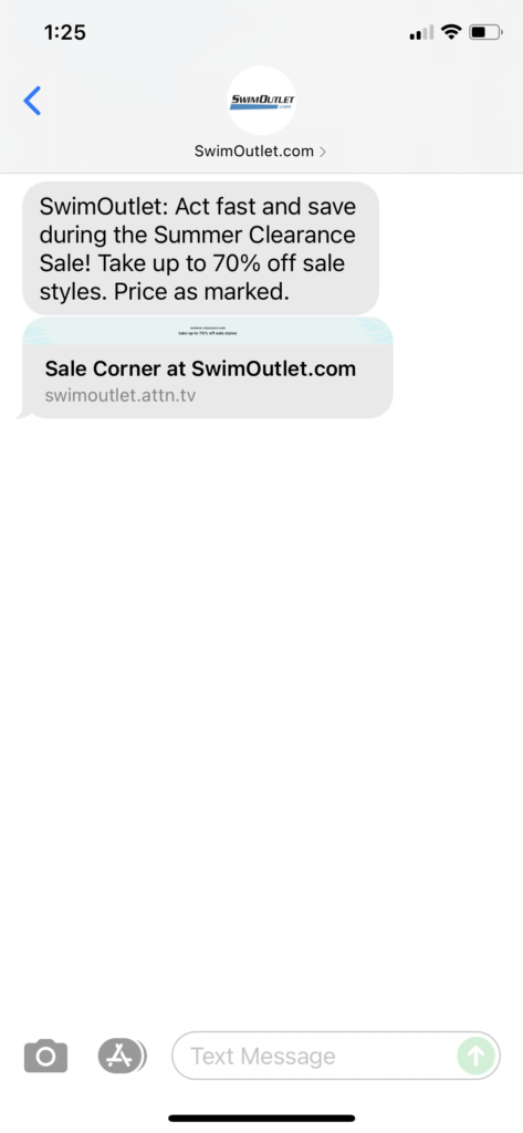 SwimOutlet.com Text Message Marketing Example - 07.15.2021