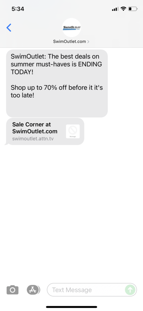 SwimOutlet.com Text Message Marketing Example - 07.24.2021