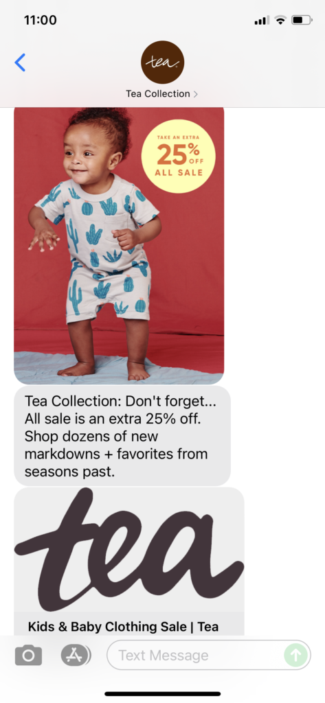 Tea Collection Text Message Marketing Example - 07.09.2021