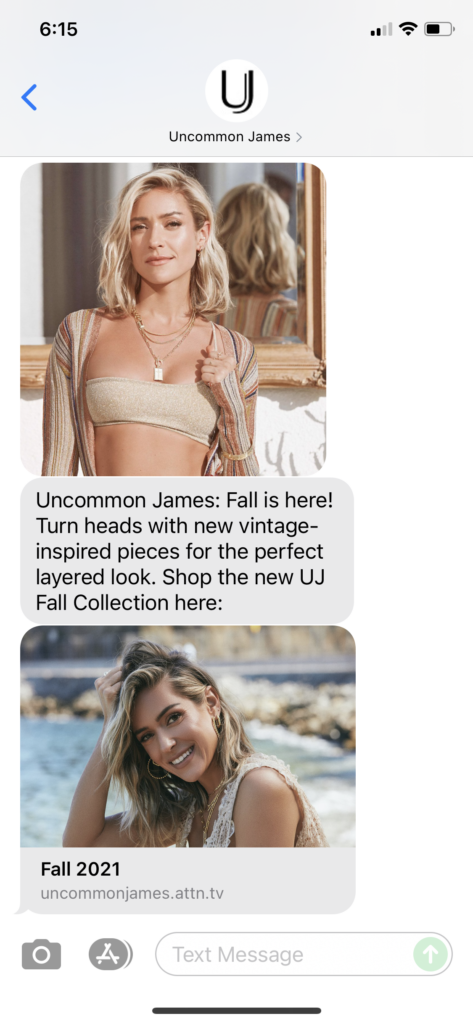 Uncommon James Text Message Marketing Example - 07.08.2021