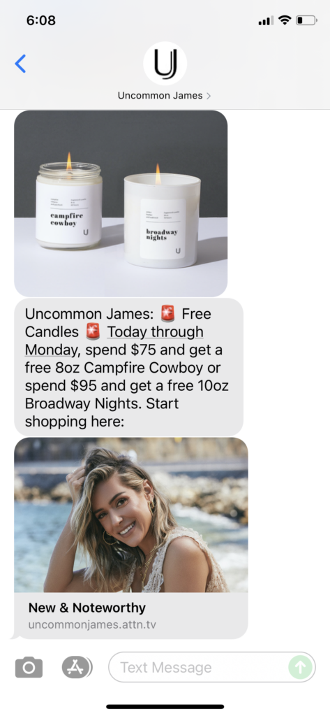 Uncommon James Text Message Marketing Example - 07.22.2021