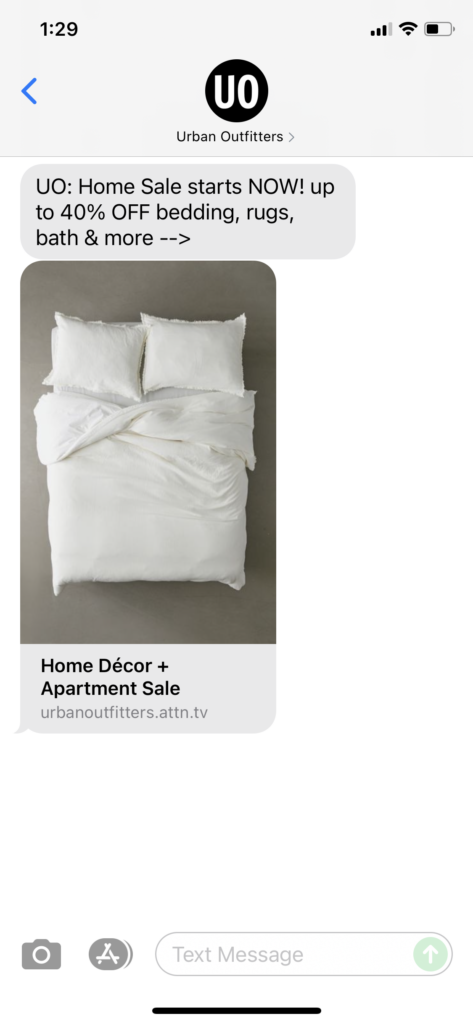 Urban Outfitters Text Message Marketing Example - 07.15.2021