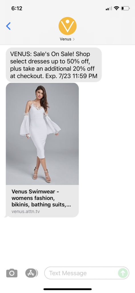 Venus Text Message Marketing Example - 07.22.2021