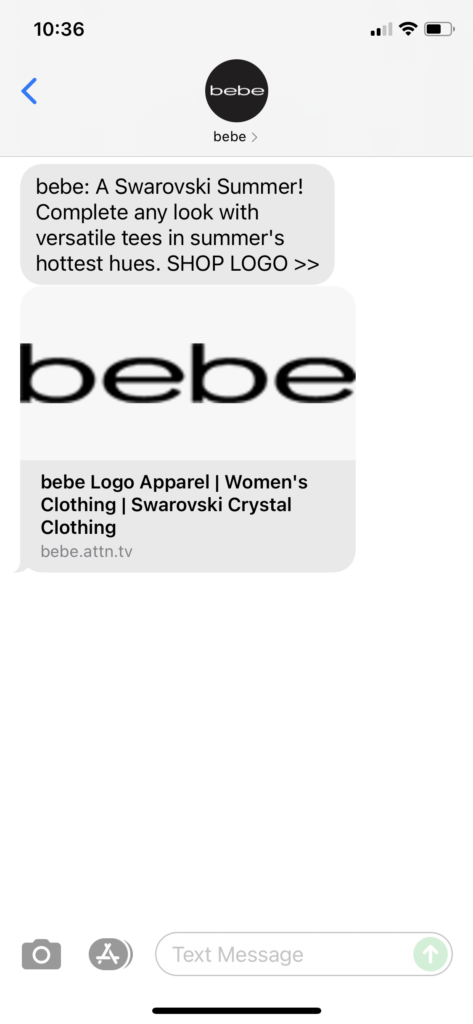 bebe Text Message Marketing Example - 07.10.2021