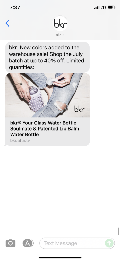bkr Text Message Marketing Example - 07.01.2021