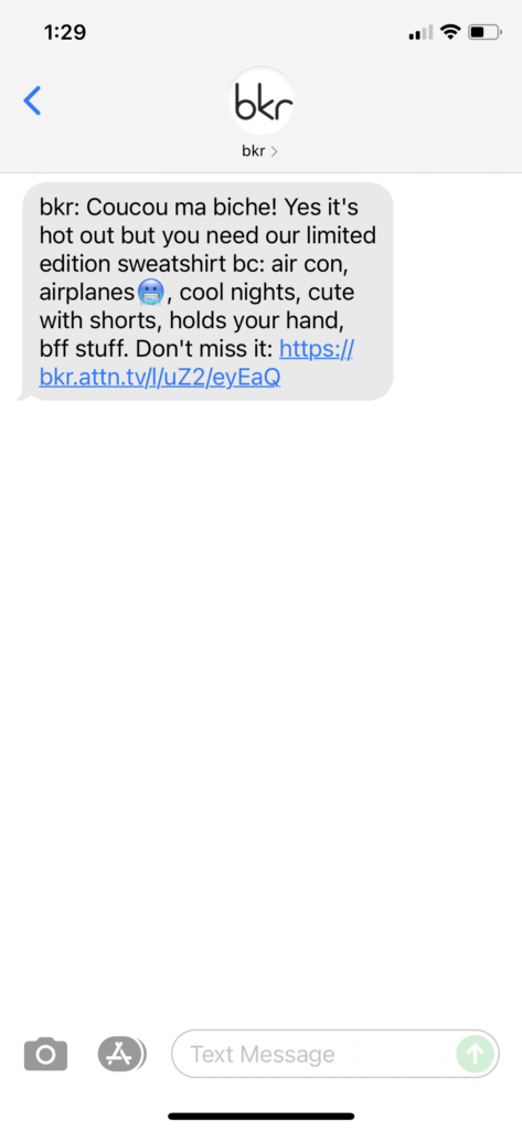 bkr Text Message Marketing Example - 07.15.2021