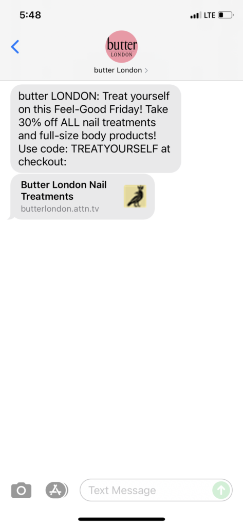 butter London Text Message Marketing Example - 07.23.2021