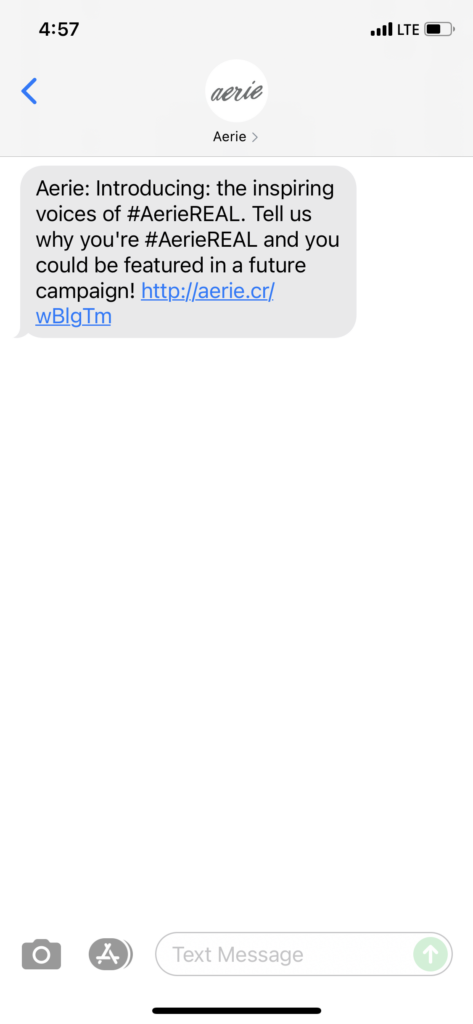 Aerie Text Message Marketing Example - 08.28.2021