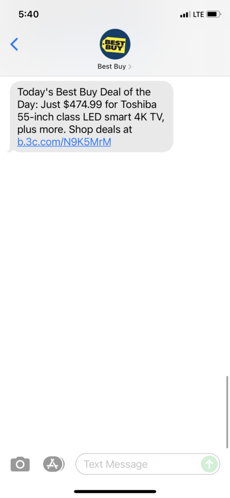 Best Buy 1 Text Message Marketing Example - 08.02.2021