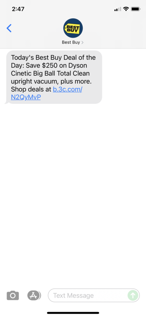 Best Buy Text Message Marketing Example - 08.06.2021