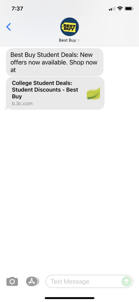 Best Buy Text Message Marketing Example - 08.16.2021