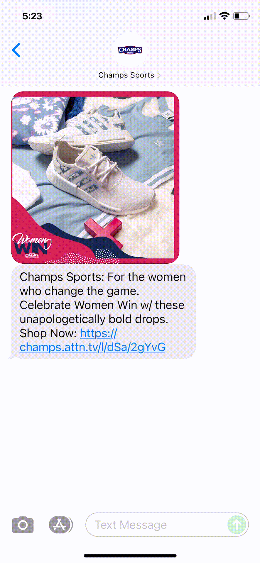 Champs-Sports-Text-Message-Marketing-Example-07.25.2021