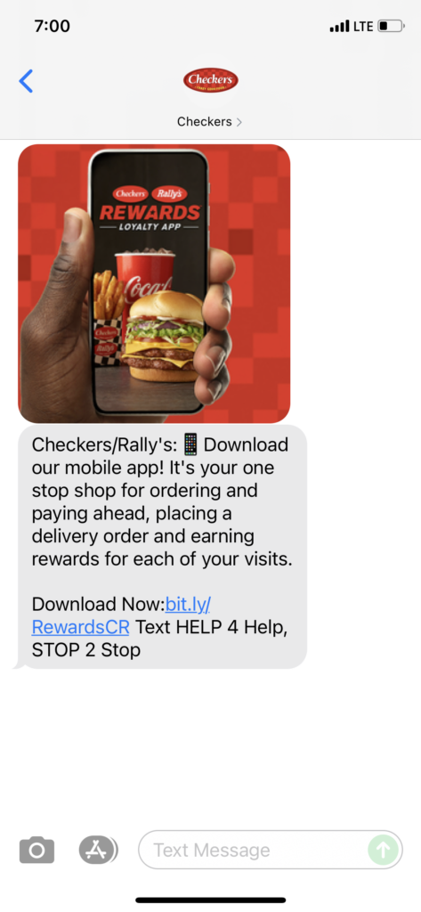 Checkers Text Message Marketing Example - 08.04.2021