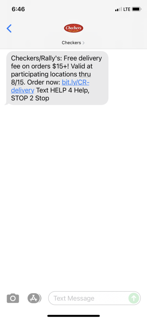 Checkers Text Message Marketing Example - 08.10.2021