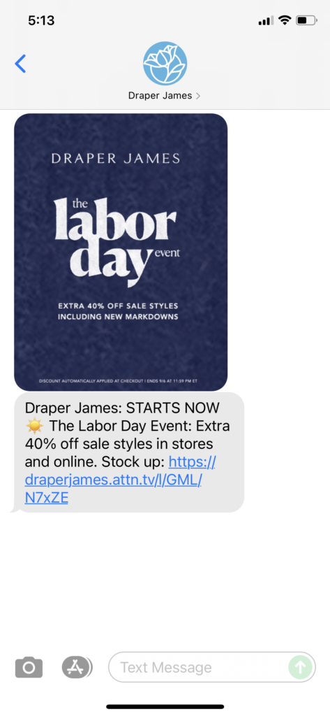 Draper James Text Message Marketing Example - 08.27.2021