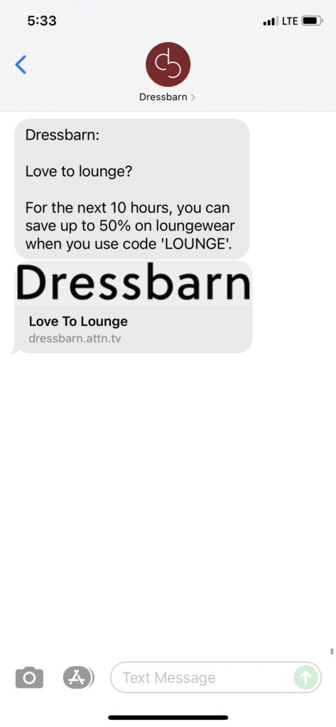 Dressbarn Text Message Marketing Example - 08.02.2021