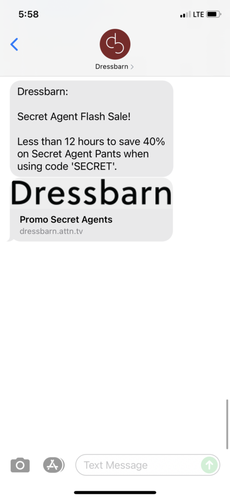 Dressbarn Text Message Marketing Example - 08.02.2021