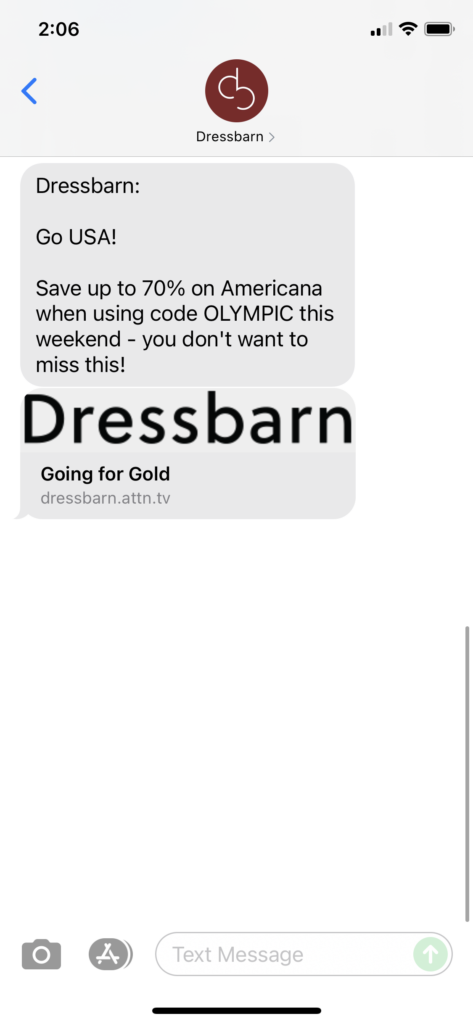 Dressbarn Text Message Marketing Example - 08.07.2021