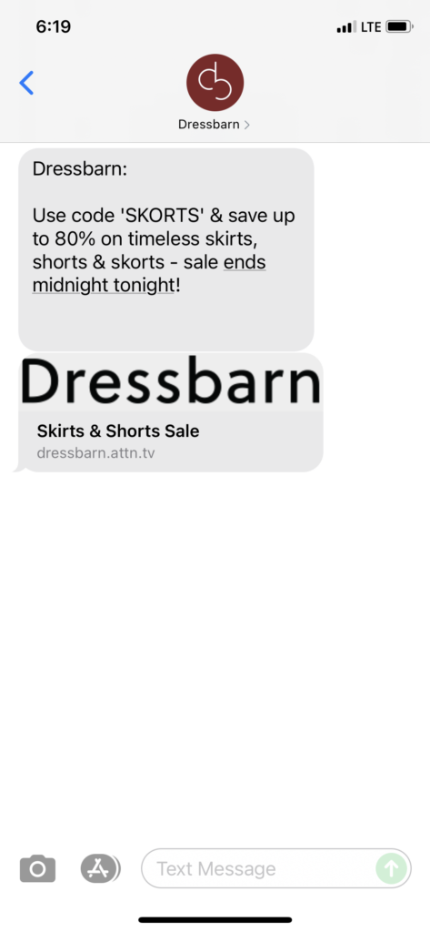 Dressbarn Text Message Marketing Example - 08.11.2021