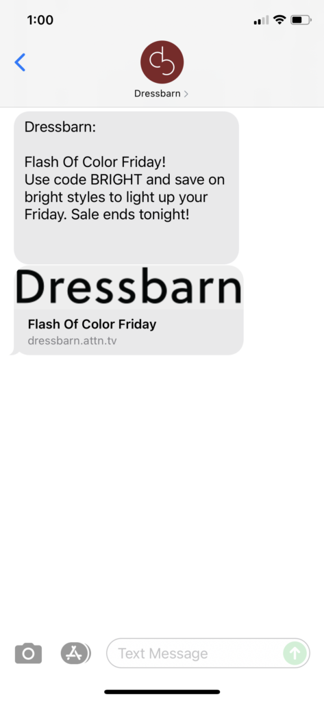 Dressbarn Text Message Marketing Example - 08.13.2021