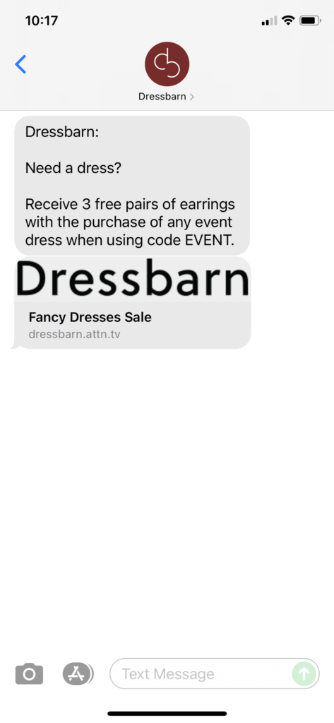 Dressbarn Text Message Marketing Example - 08.21.2021
