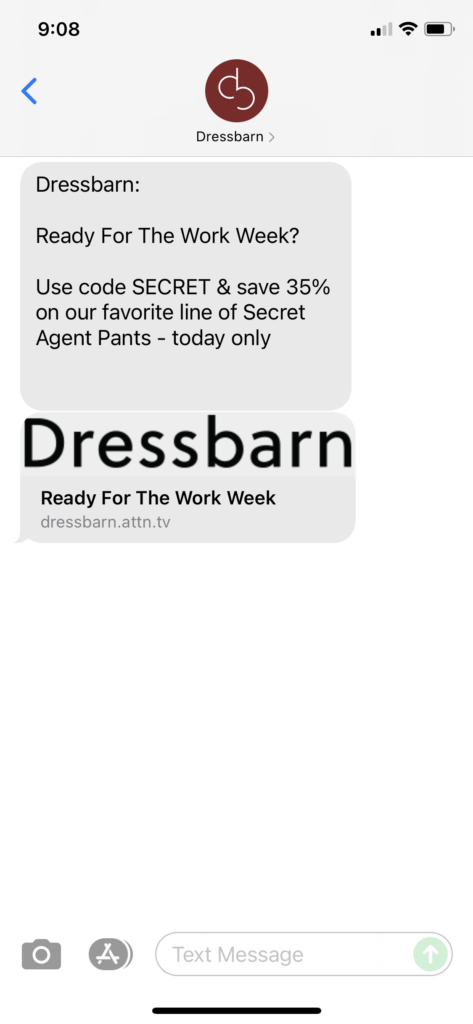 Dressbarn Text Message Marketing Example - 08.29.2021