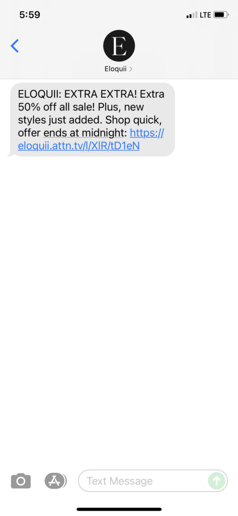 Eloquii Text Message Marketing Example - 08.02.2021