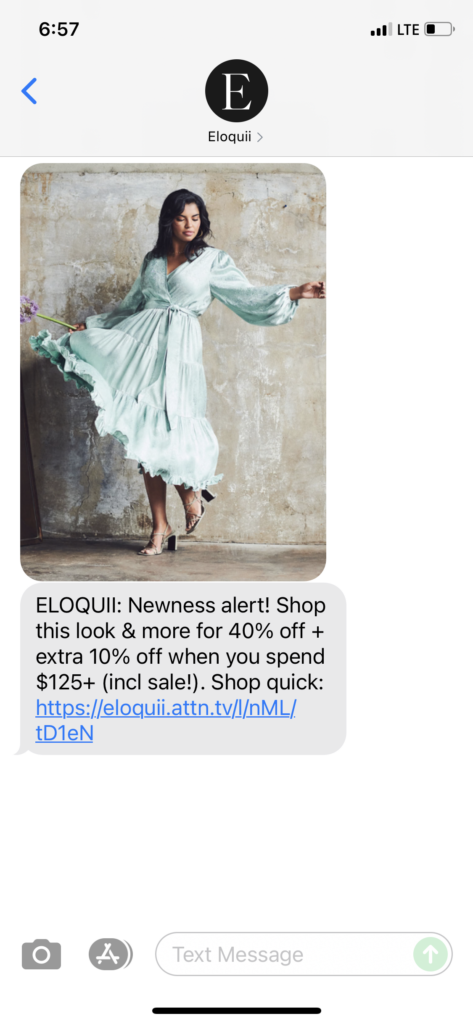Eloquii Text Message Marketing Example - 08.04.2021