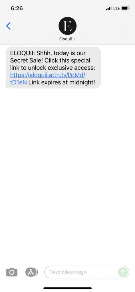 Eloquii Text Message Marketing Example - 08.11.2021