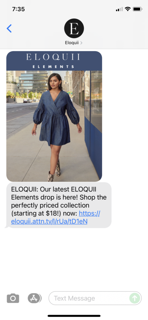 Eloquii Text Message Marketing Example - 08.16.2021